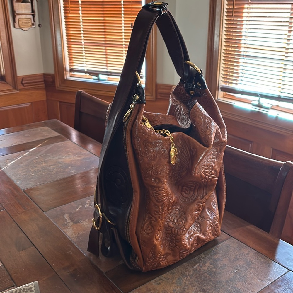 Marino Orlandi Italian Leather Embossed Tote/Shoulder Bag